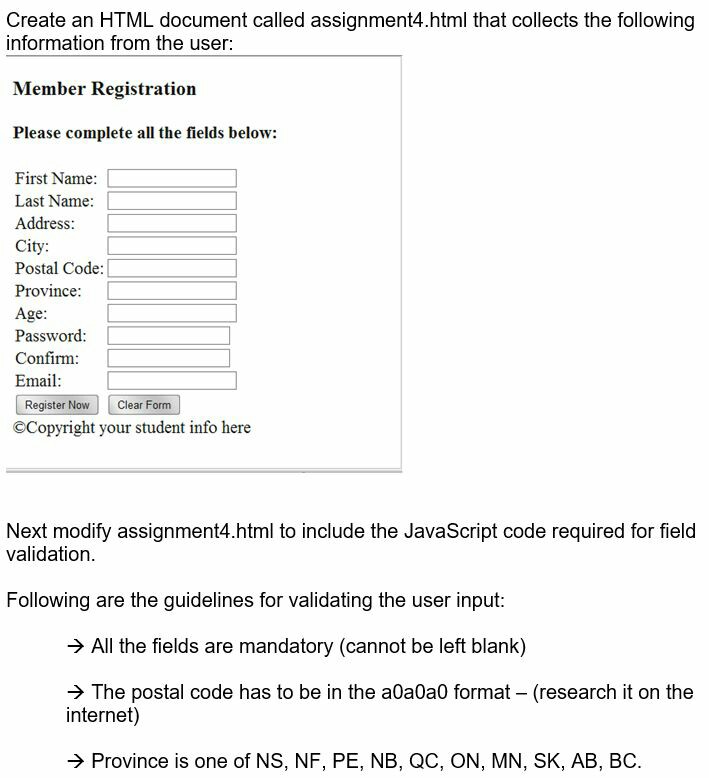 Solved Create an HTML document called assignment4.html that | Chegg.com