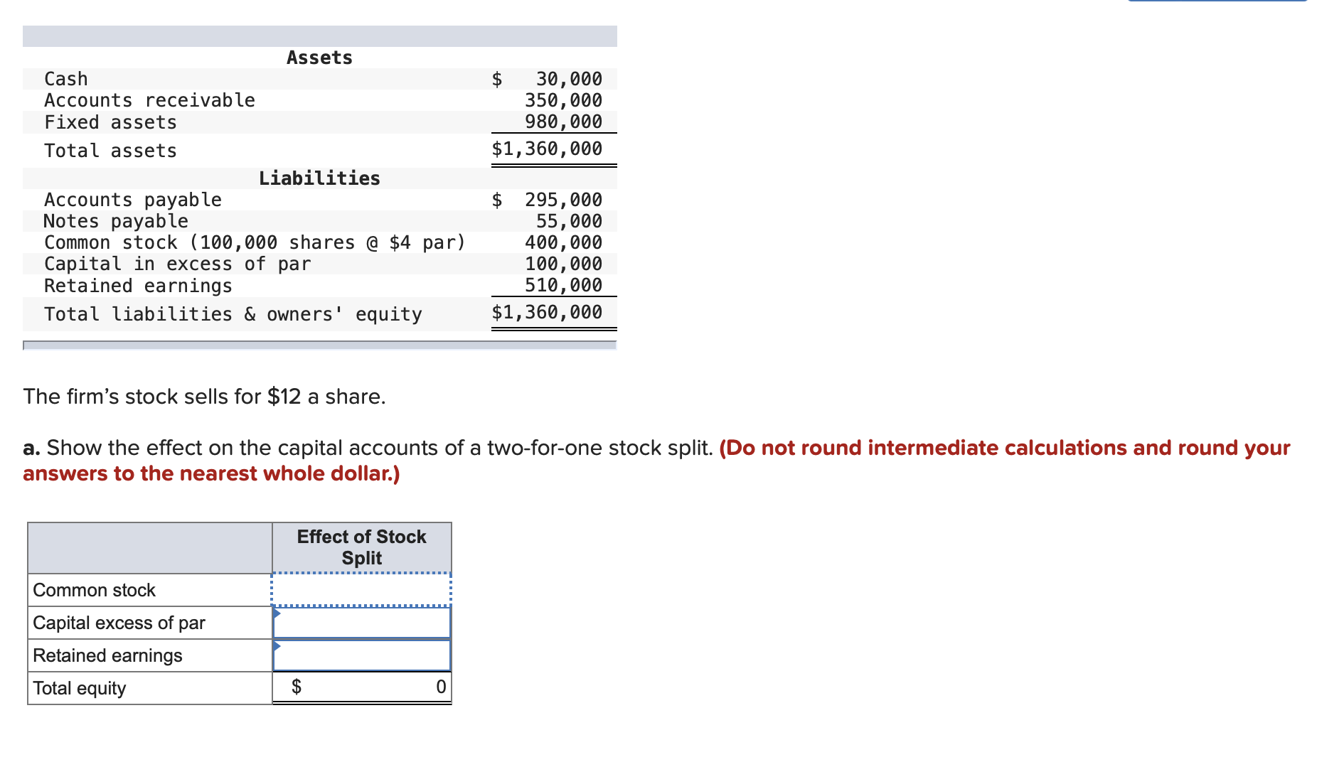 b. Show the effect on the capital accounts of a 10