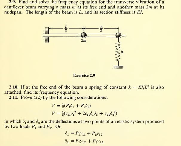 Solved 2.9. Find and solve the frequency equation for the | Chegg.com