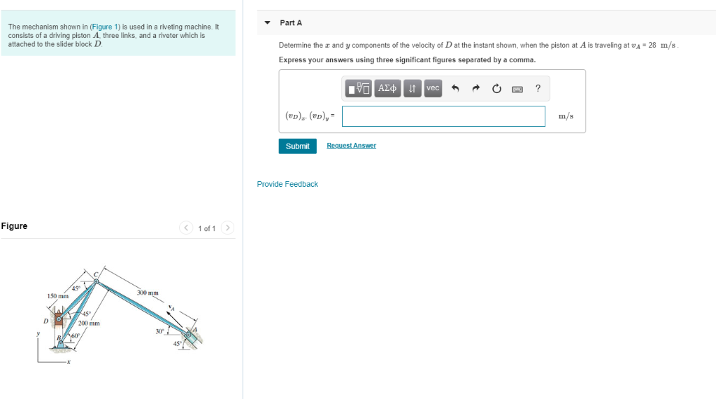 Solved Part A The mechanism shown in (Figure 1) is used in a | Chegg.com
