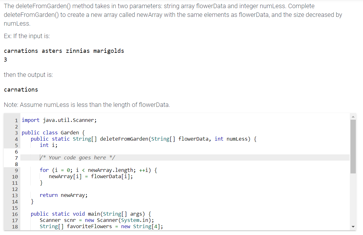 Solved The deleteFromGarden() method takes in two | Chegg.com