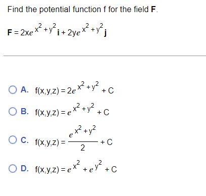 Solved Find the potential function f for the field F | Chegg.com