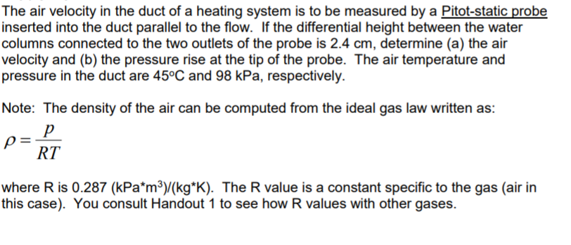 Solved The air velocity in the duct of a heating system is | Chegg.com