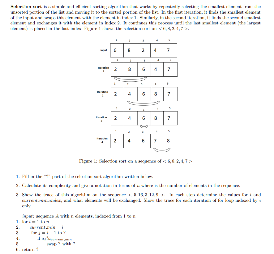 Solved Selection sort is a simple and efficient sorting | Chegg.com