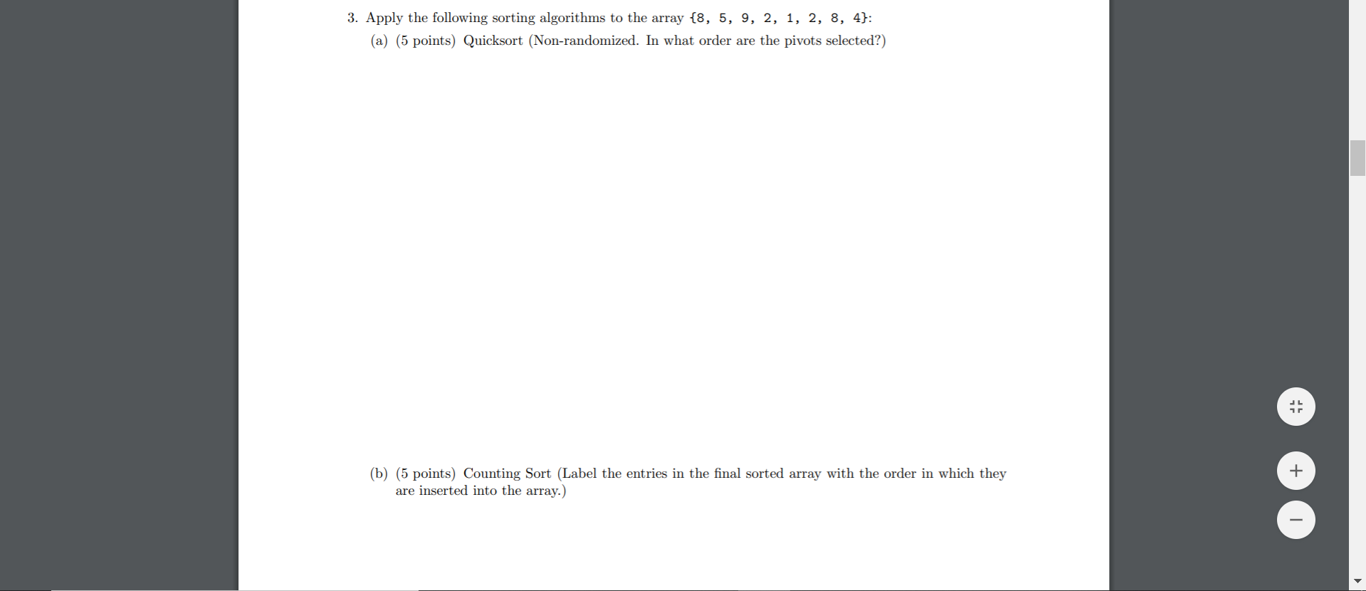 Solved 3. Apply the following sorting algorithms to the | Chegg.com