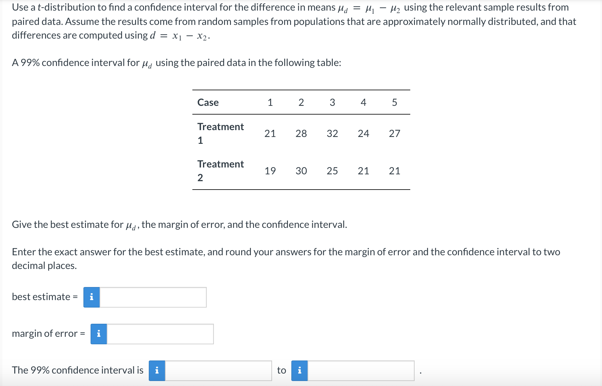 Solved Use a t-distribution to find a confidence interval | Chegg.com