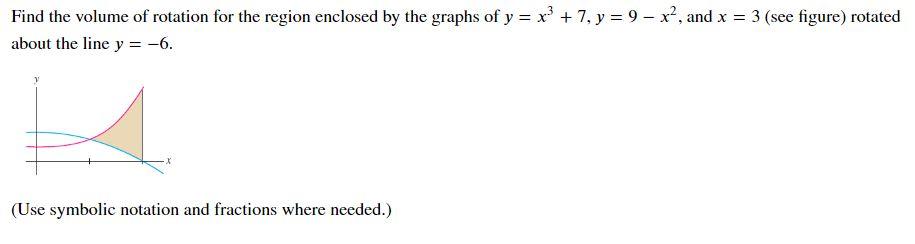 Solved Find the volume of rotation for the region enclosed | Chegg.com