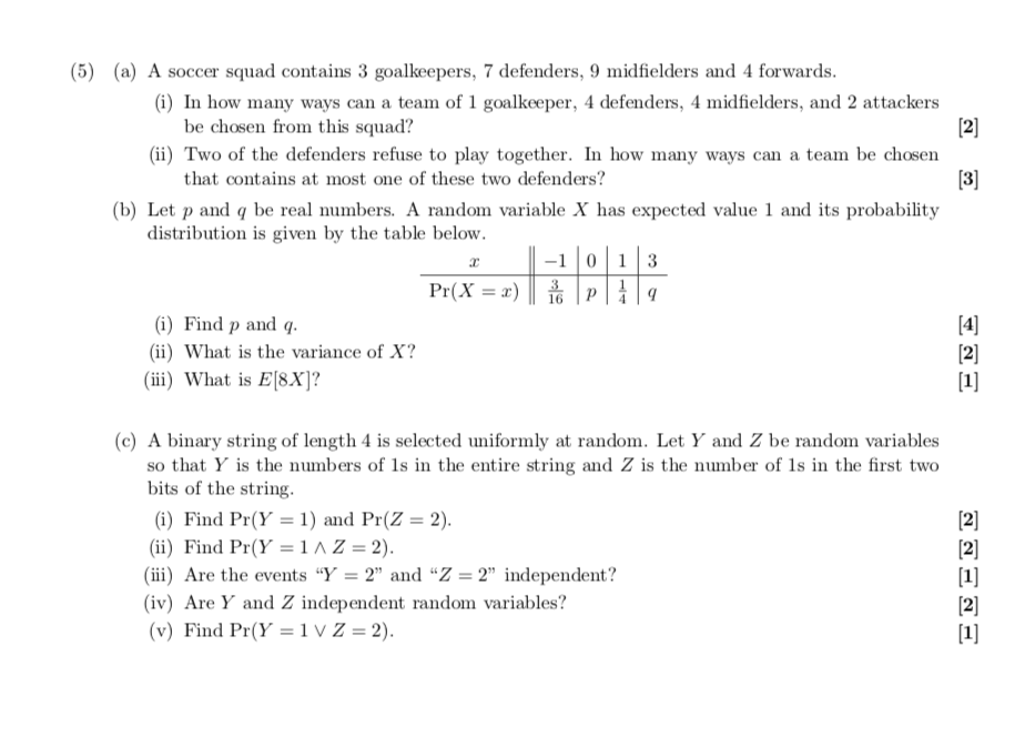 Squad Margin Math Solved (5) (a) A soccer squad contains 3 goalkeepers, 7 | Chegg.com