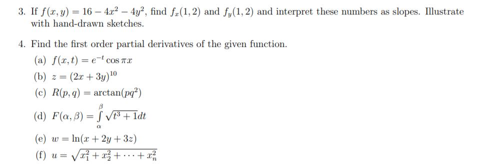 Solved 3 If F X Y 16 4x2 4y Find Fr 1 2 And Fy Chegg Com