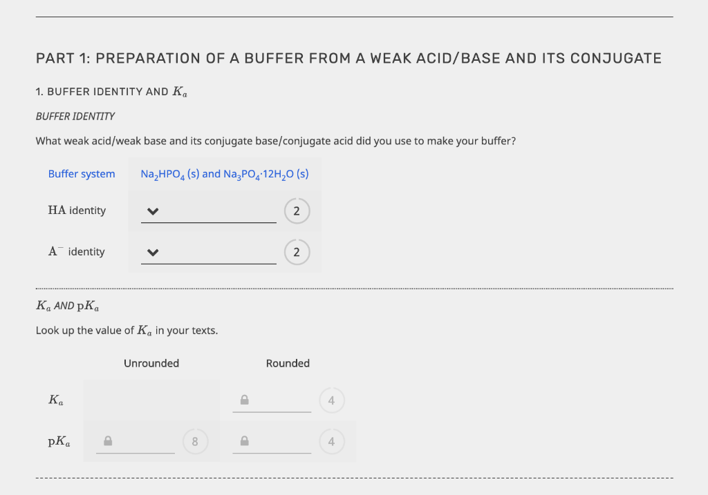 Solved PART 1: PREPARATION OF A BUFFER FROM A WEAK ACID/BASE | Chegg.com