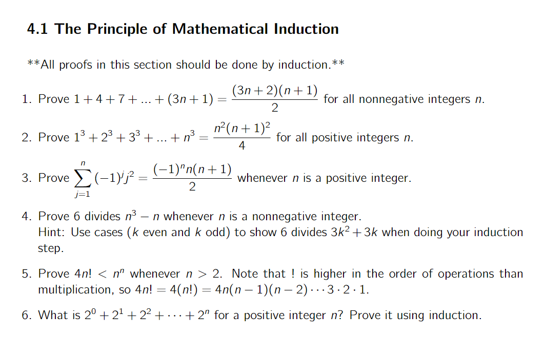 Solved 4.1 The Principle Of Mathematical Induction **All | Chegg.com