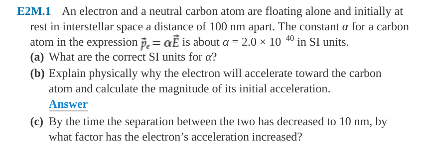 Solved 2M.1 An electron and a neutral carbon atom are | Chegg.com