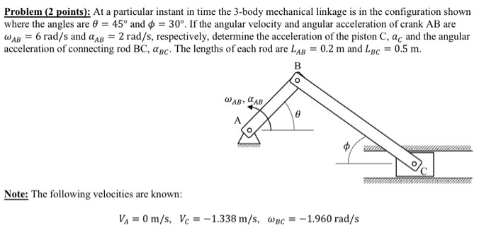 Solved Problem (2 points): At a particular instant in time | Chegg.com