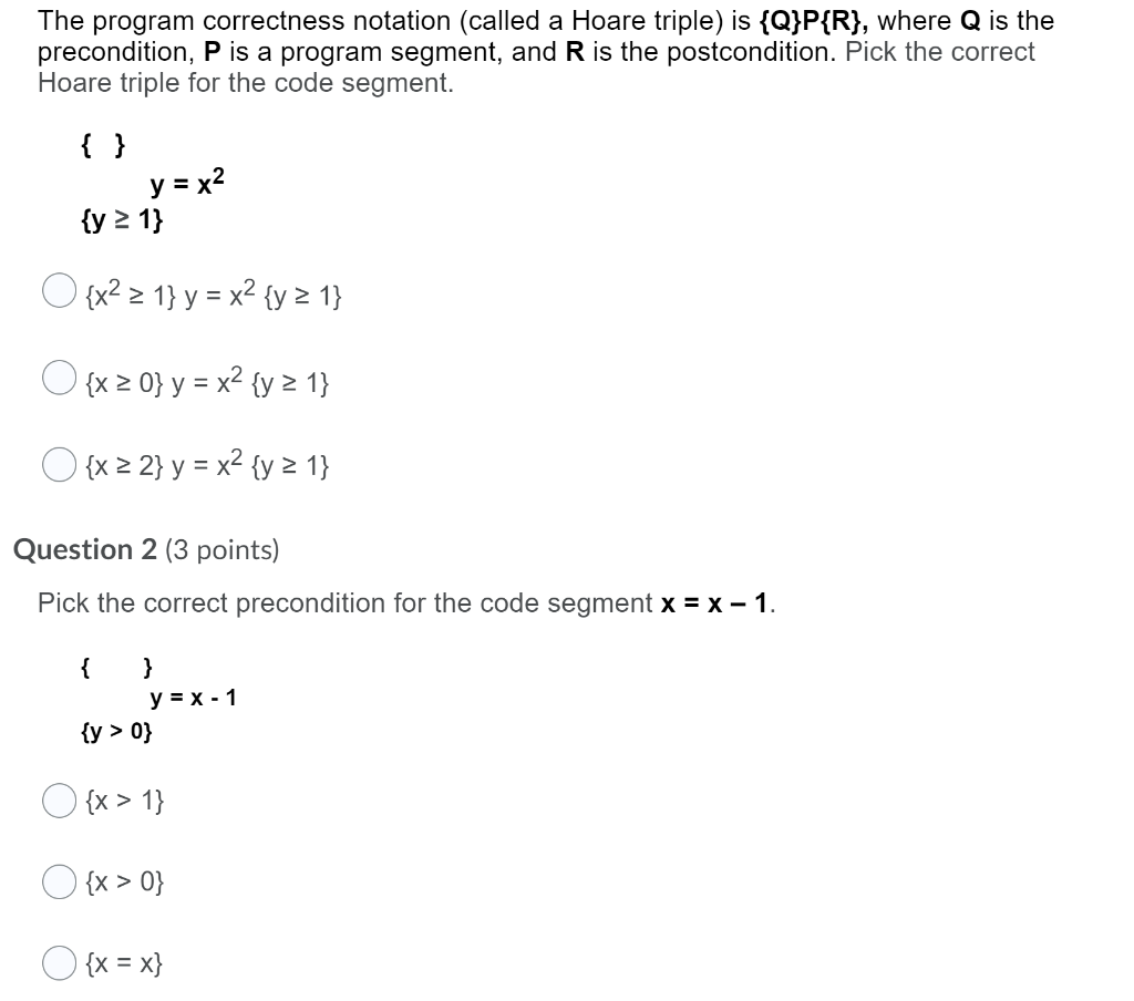Solved The Program Correctness Notation Called A Hoare Chegg Com