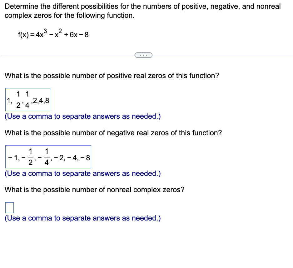 Solved Determine the different possibilities for the numbers | Chegg.com