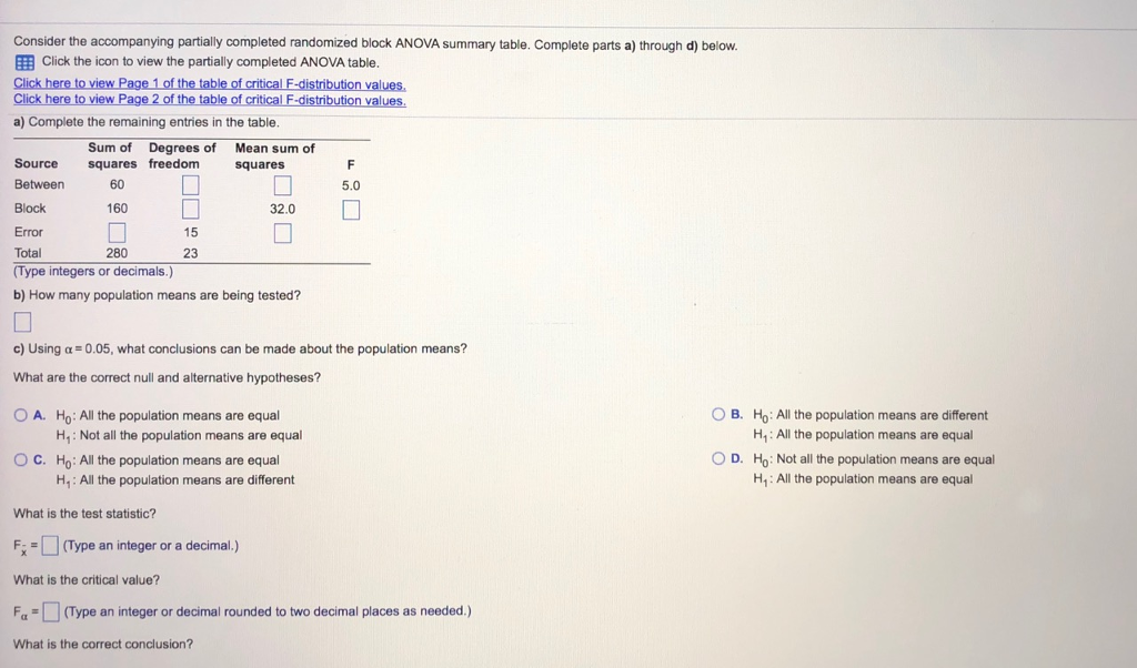 Solved consider the accompanying partially completed chegg