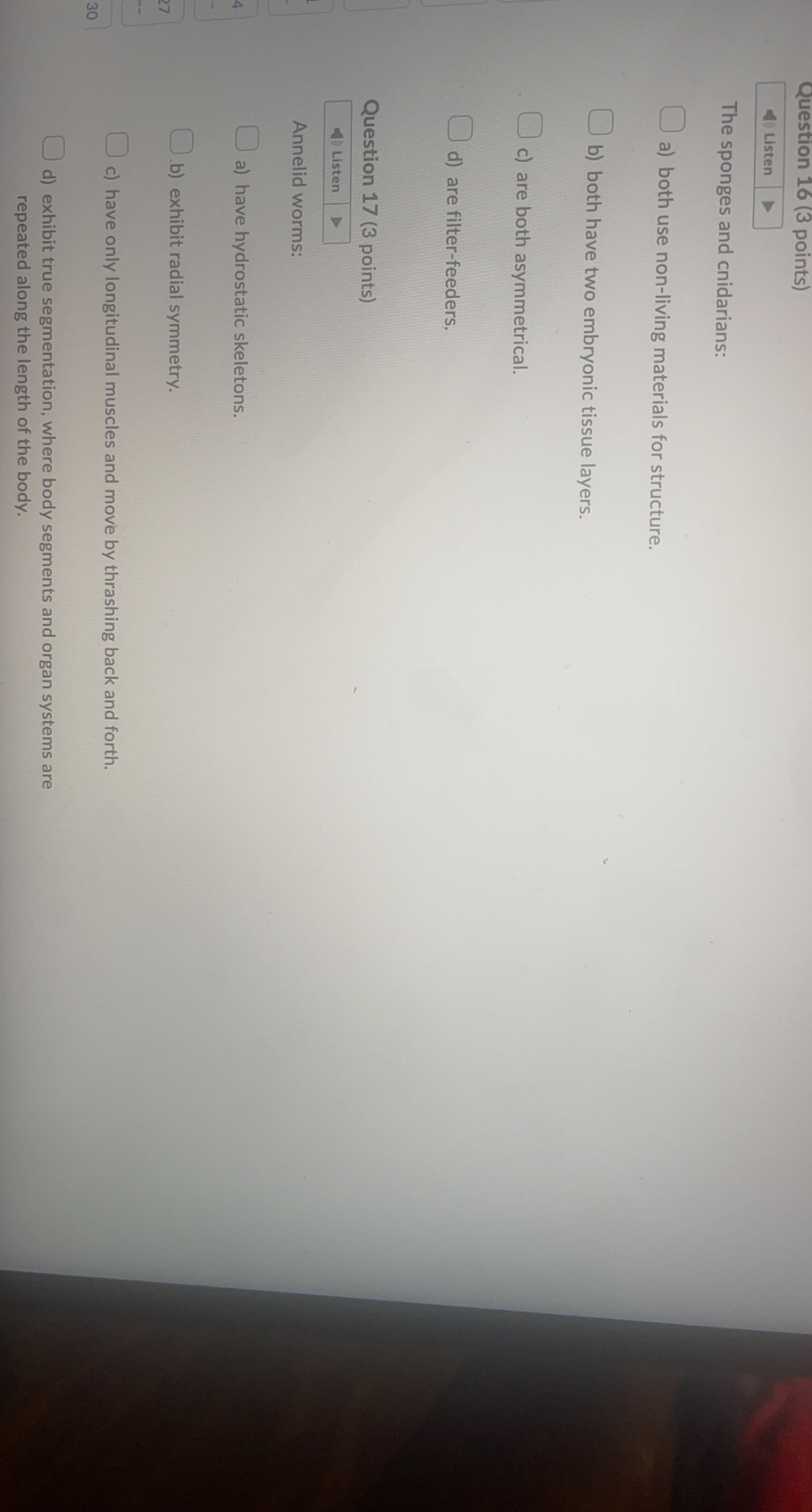 Solved The sponges and cnidarians a) both use nonliving