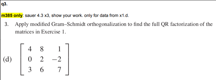 Solved m385 only: sauer 4.3×3, show your work. only for data | Chegg.com