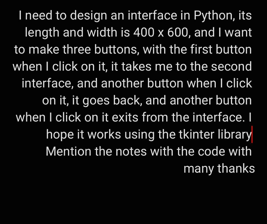 Solved I need to design an interface in Python, its length | Chegg.com