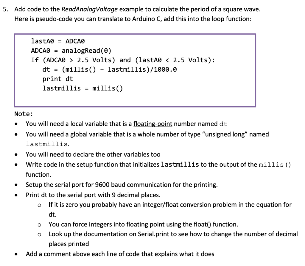 Solved Add code to the ReadAnalogVoltage example to | Chegg.com