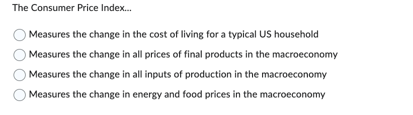 Solved The Consumer Price Index... Measures The Change In | Chegg.com