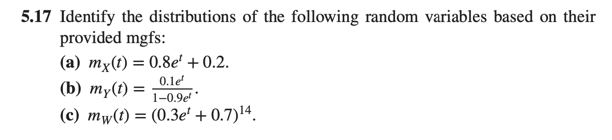 Solved 5.17 Identify The Distributions Of The Following | Chegg.com