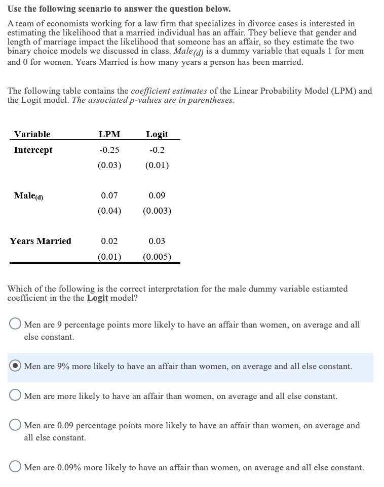 Solved Use The Following Scenario To Answer The Question | Chegg.com