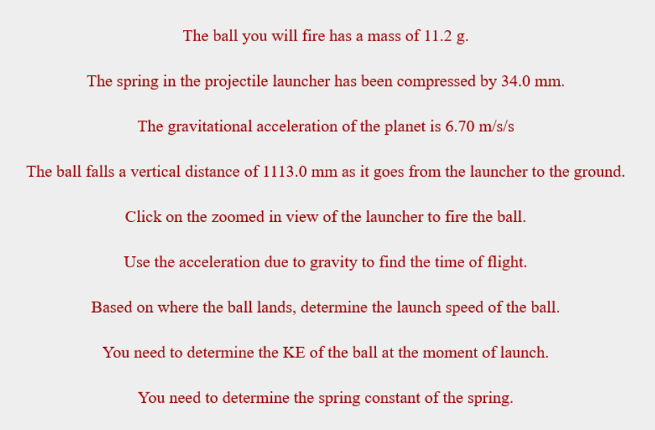 Solved Determining Spring Constant From Projectile Flight KE