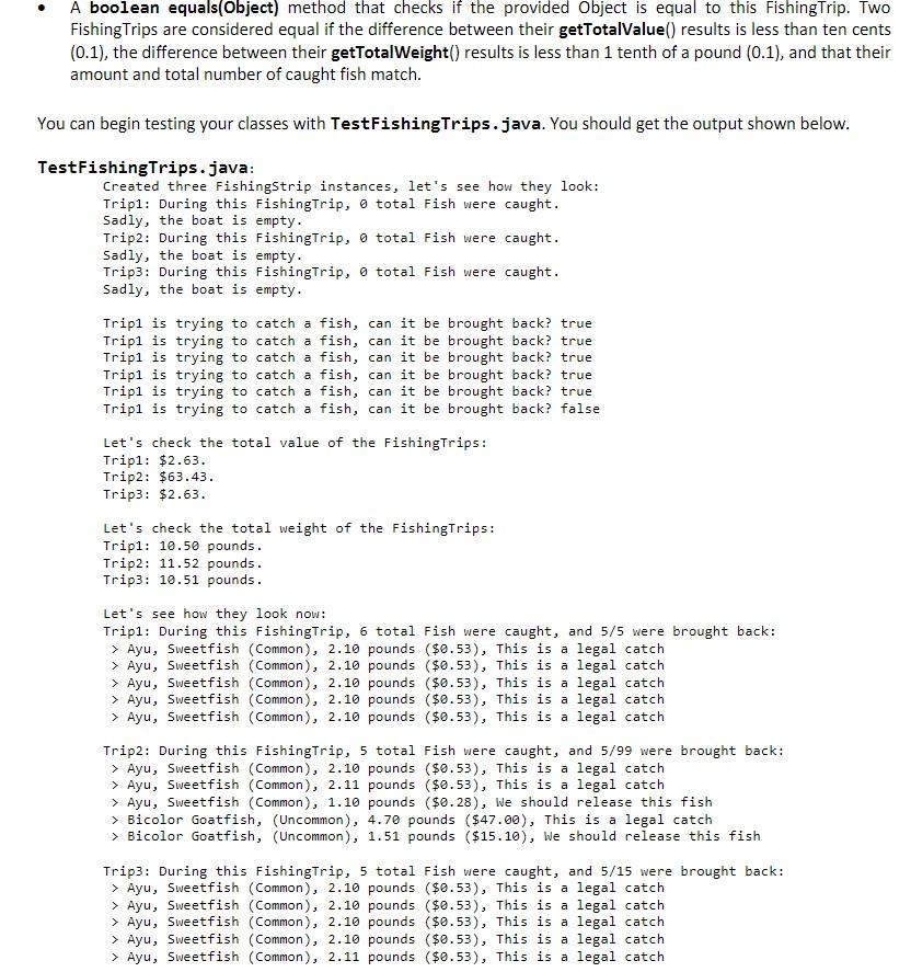 Solved The Fish Type class should have: . . . Four instance | Chegg.com