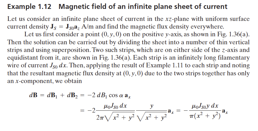 Solved Example 1.12 Magnetic field of an infinite plane | Chegg.com