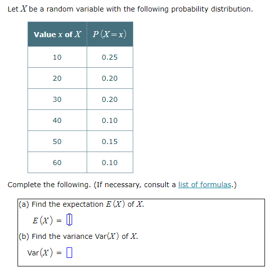 Solved Let X be a random variable with the following | Chegg.com