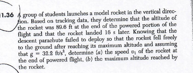 Solved 11.36 A Group Of Students Launches A Model Rocket In | Chegg.com