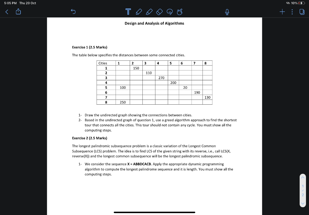 Solved Exercise 1 (2.5 Marks) The table below specifies the | Chegg.com
