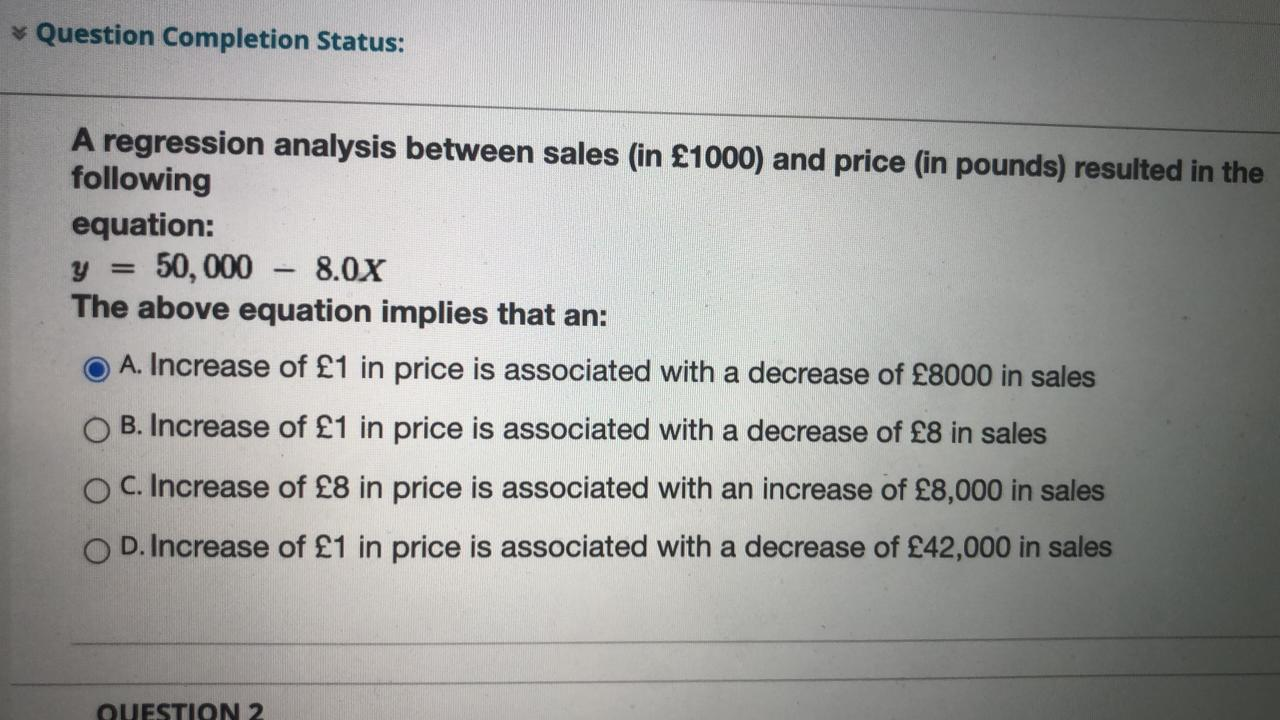 solved question completion status o decrease output... Solved Question Completion Status: - A regression analysis | Chegg.com