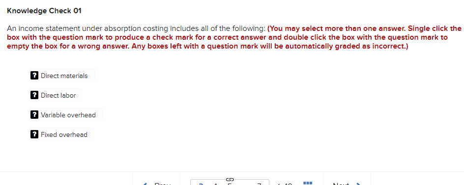 Solved Knowledge Check 01 An income statement under | Chegg.com