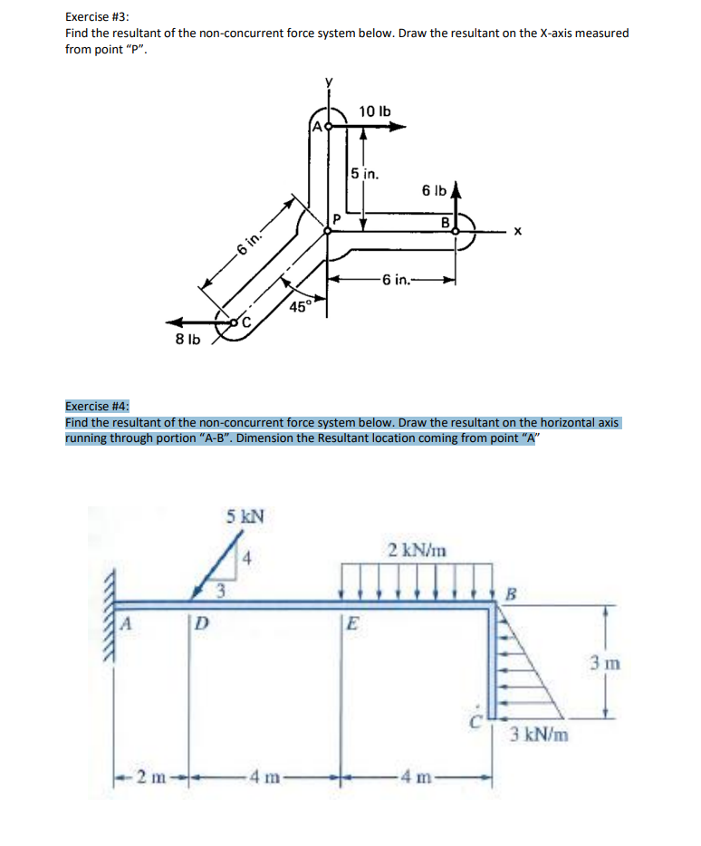 Solved Exercise #3: Find The Resultant Of The Non-concurrent | Chegg.com