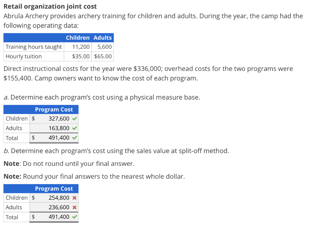 Solved Retail organization joint cost Abrula Archery