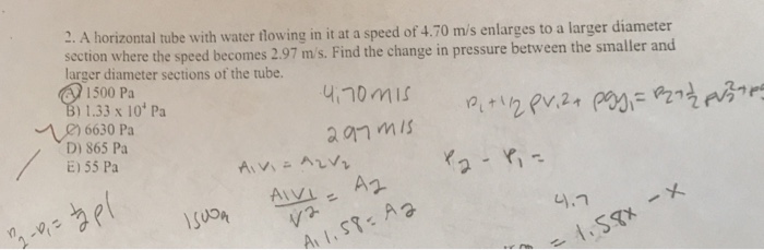 Solved A horizontal tube with water flowing in it at a speed | Chegg.com