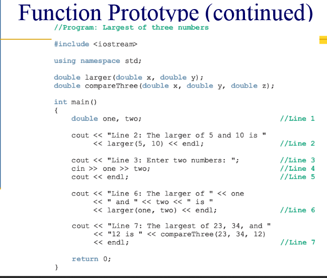 Solved Function Prototype (continued) //Program: Largest of | Chegg.com