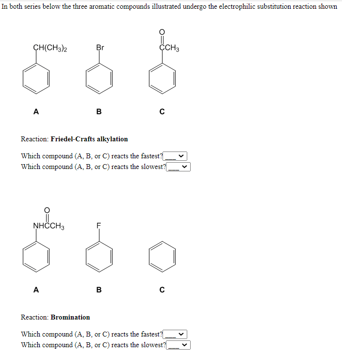 Solved In Both Series Below The Three Aromatic Compounds | Chegg.com