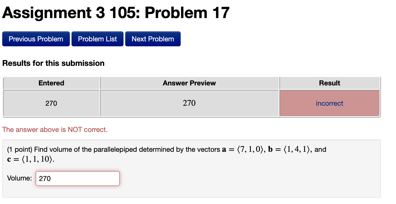 Solved Assignment 3 105: Problem 17 Previous Problem Problem | Chegg.com