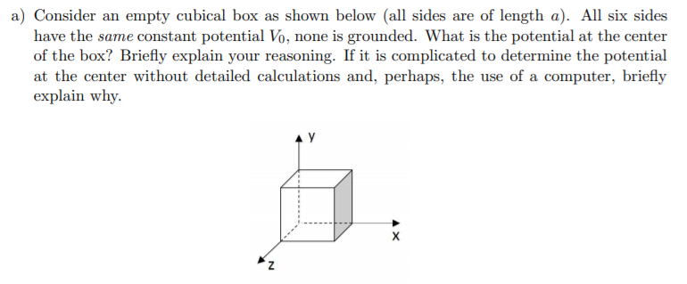 Solved a) Consider an empty cubical box as shown below (all | Chegg.com