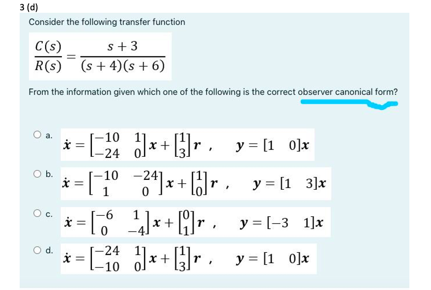 Solved 3 (b) Consider The Following Plant: | Chegg.com