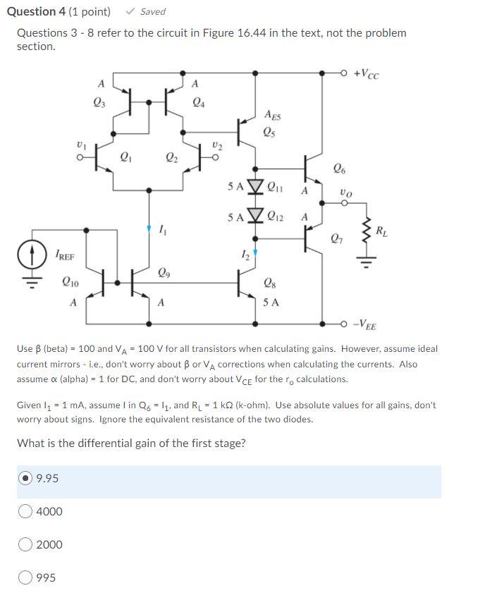 Solved IQ1 = IQ2 = 0.5 mA, IQ8 = IQ5 = 0.5 mA | Chegg.com