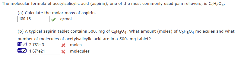 Solved E Molecular Formula Of Acetylsalicylic Acid