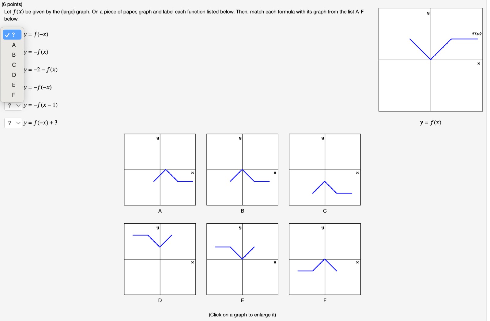 (6 points) Let f(x) be given by the (large) graph. On | Chegg.com
