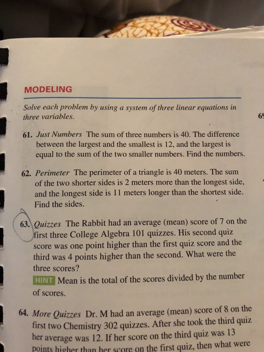 Solved MODELING Solve each problem by using a system of | Chegg.com