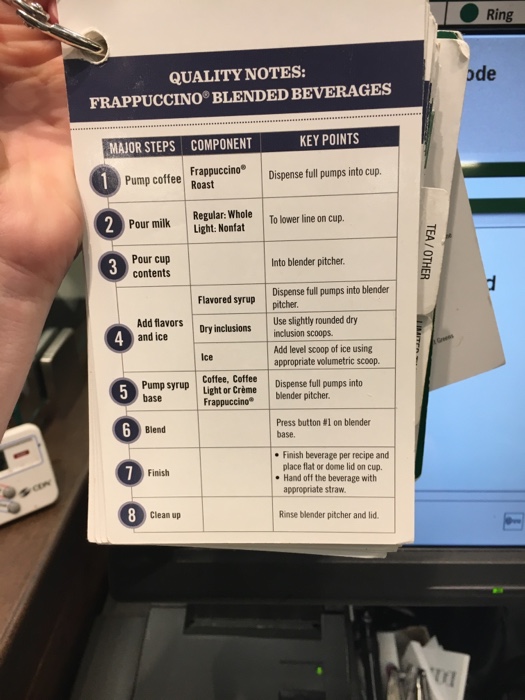 starbucks drink recipe cards