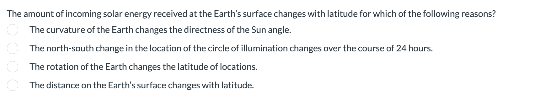 Solved The amount of incoming solar energy received at the | Chegg.com