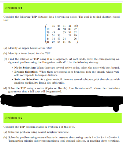 Solved Consider the following TSP distance data between six | Chegg.com